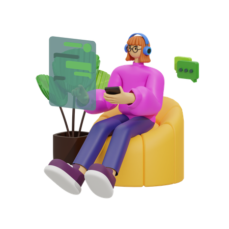 Woman chatting on sofa  3D Illustration