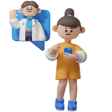 Woman Chatting with Doctor  3D Icon