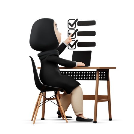 Woman Check Listing Pending Tasks  3D Illustration