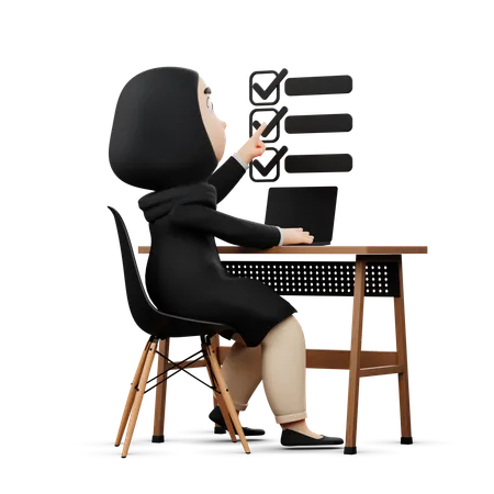 Woman Check Listing Pending Tasks  3D Illustration