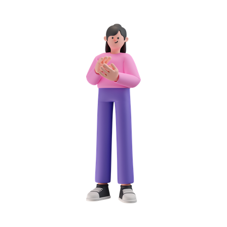 Woman clapping hands  3D Illustration