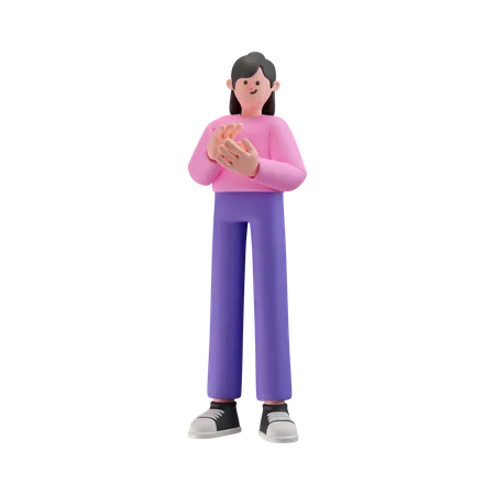 Woman clapping hands  3D Illustration