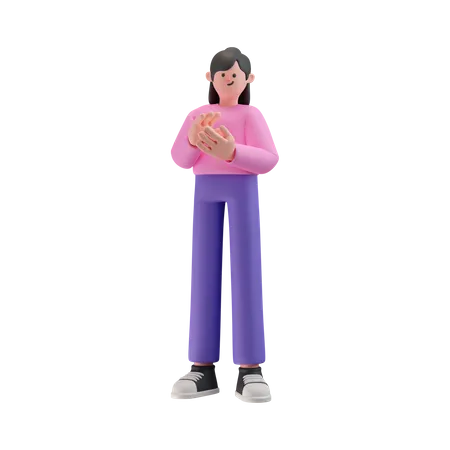 Woman clapping hands 3D Illustration