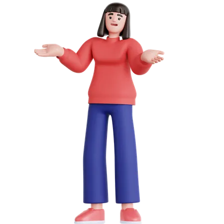 困惑した女性  3D Illustration