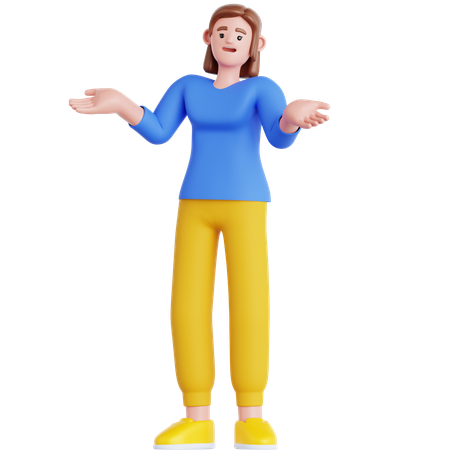 Woman Confused  3D Illustration