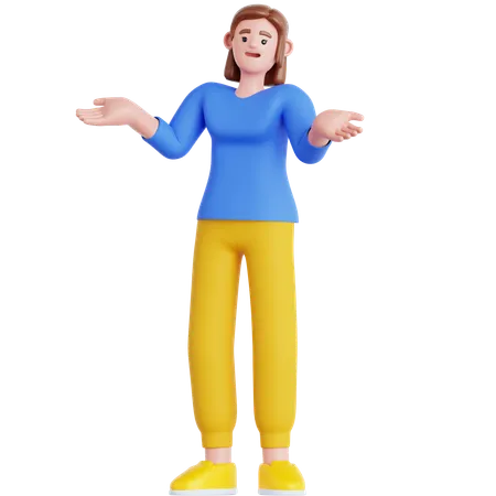 Woman Confused  3D Illustration