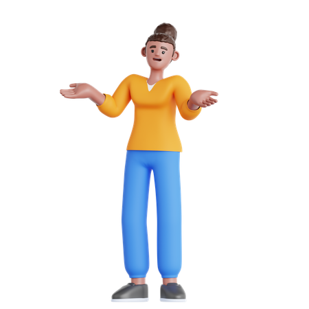 Woman Confused  3D Illustration