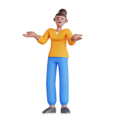 Woman Confused  3D Illustration