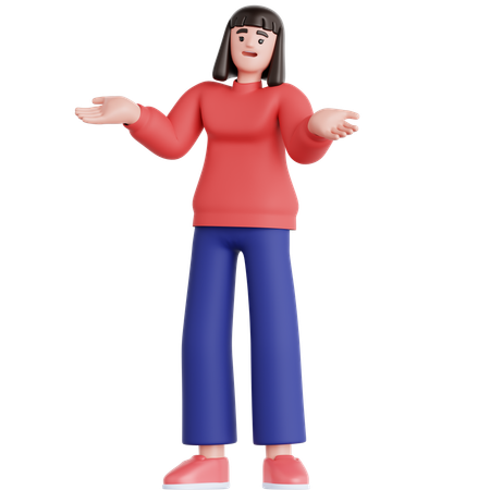 Woman Confused  3D Illustration