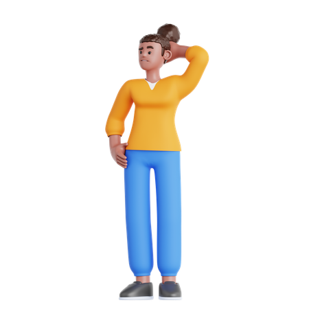 Woman Confused  3D Illustration