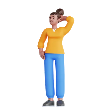 Woman Confused  3D Illustration