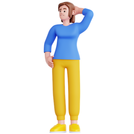 Woman Confused  3D Illustration