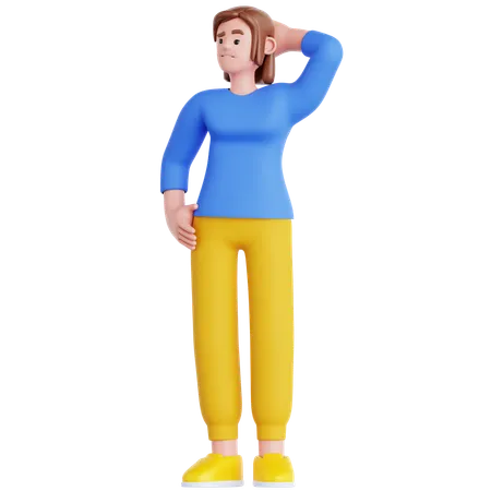 Woman Confused  3D Illustration