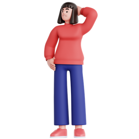 Woman Confused  3D Illustration