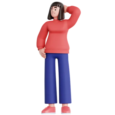 Woman Confused  3D Illustration