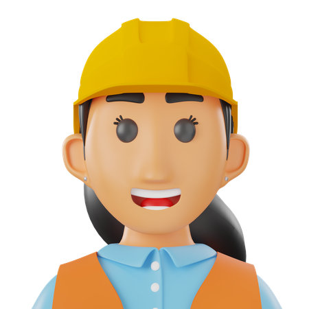 Woman Construction Worker  3D Icon