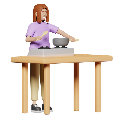 Woman cooking  3D Illustration