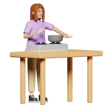 Woman cooking  3D Illustration
