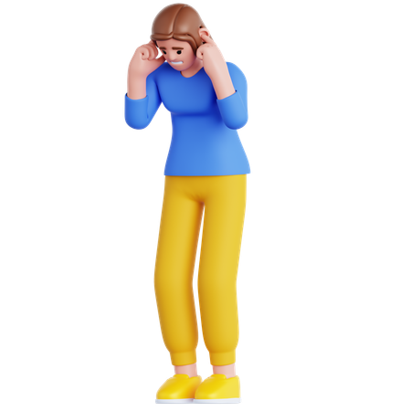 Woman Covering Ear  3D Icon