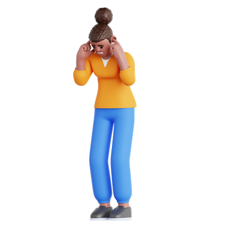 Woman Covering Ear  3D Icon