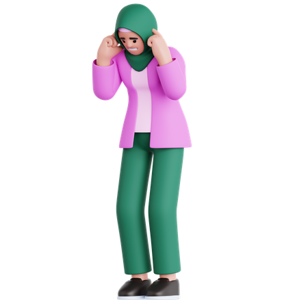 Woman Covering Ear  3D Icon