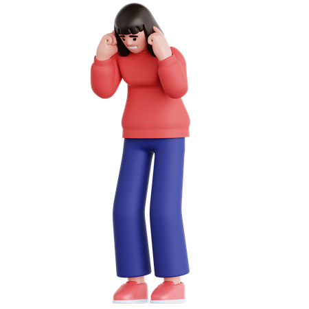 Woman Covering Ear  3D Icon