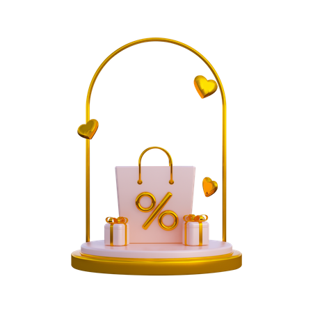 Woman Day Shopping Discount Podium  3D Illustration