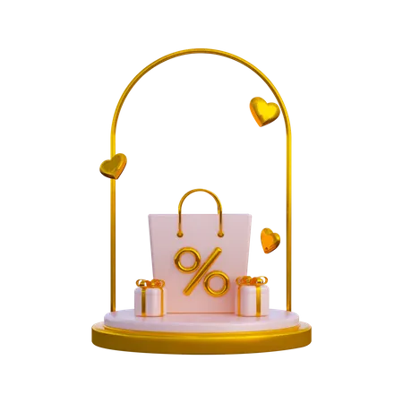 Woman Day Shopping Discount Podium  3D Illustration