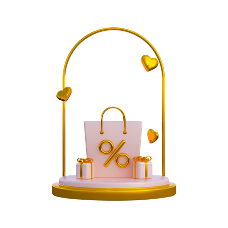 Woman Day Shopping Discount Podium 3D Illustration