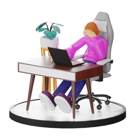 Woman Dizziness At Work  3D Illustration