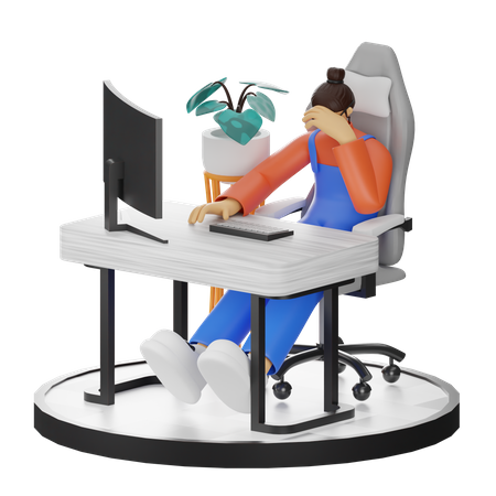 Woman dizziness at work  3D Illustration