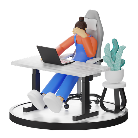 Woman dizziness at work  3D Illustration