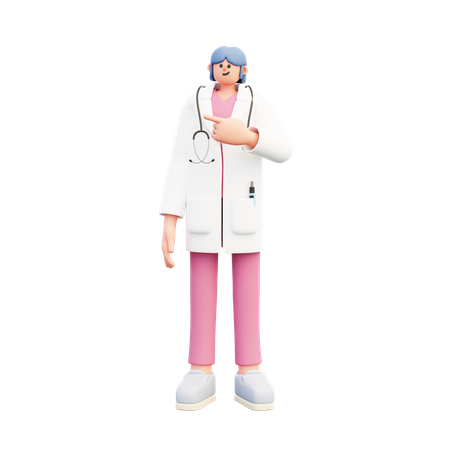 Woman Doctor Pointing Recommendation  3D Icon