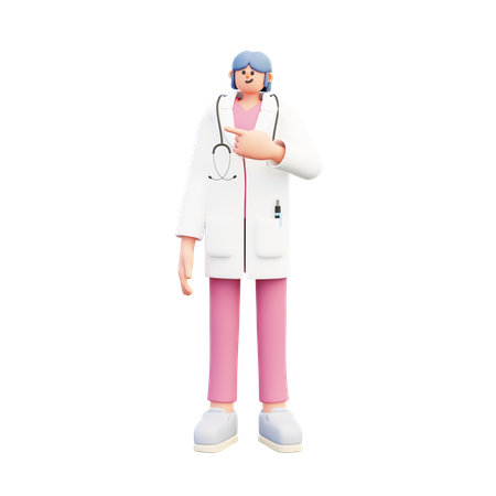 Woman Doctor Pointing Recommendation  3D Illustration
