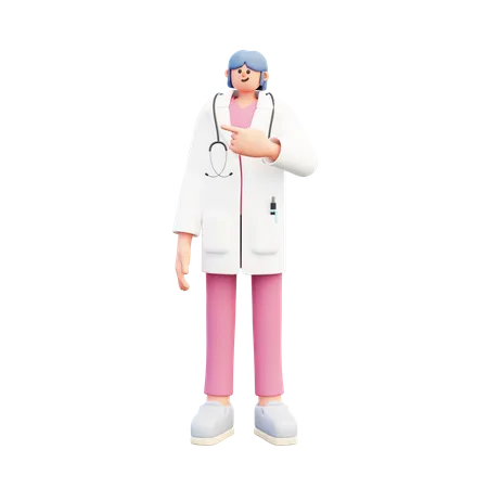 Woman Doctor Pointing Recommendation  3D Illustration