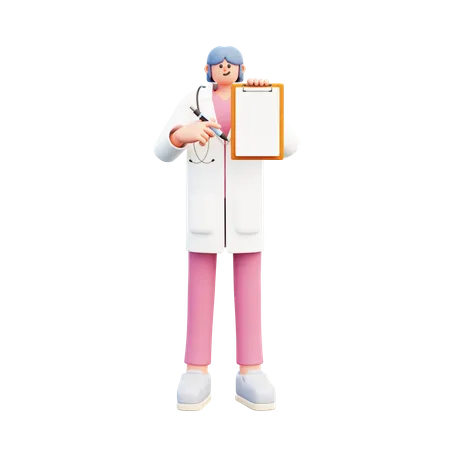 Woman Doctor Showing Medical Report  3D Illustration