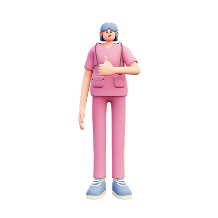 Woman Doctor Thumbs Up  3D Illustration