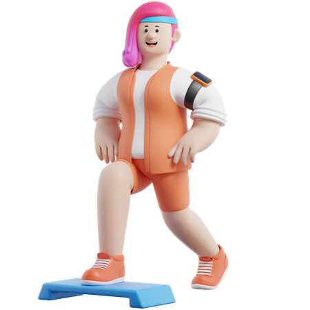 Woman Doing Aerobics  3D Illustration