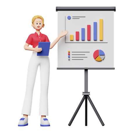 Woman doing Analysis Presentation  3D Icon