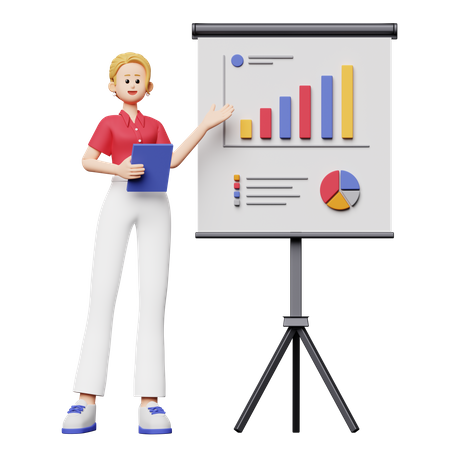 Woman doing Analysis Presentation  3D Illustration