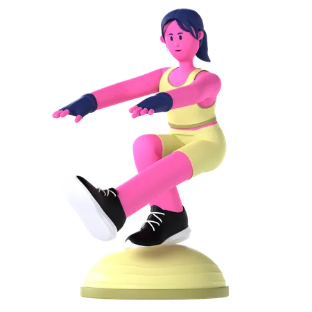 Woman Doing Bosu Ball  3D Illustration