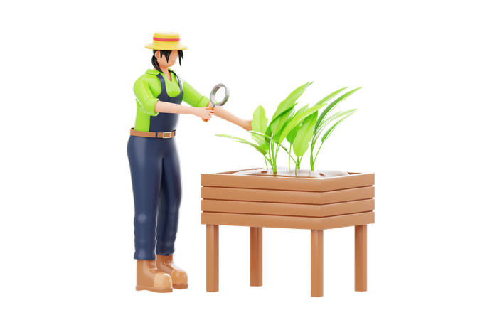 Woman Doing Botanical Research  3D Illustration