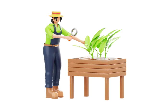 Woman Doing Botanical Research  3D Illustration