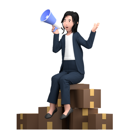 Woman doing Business Marketing  3D Icon