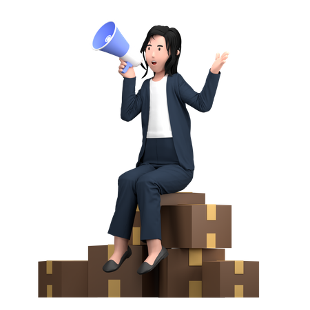 Woman doing Business Marketing  3D Illustration