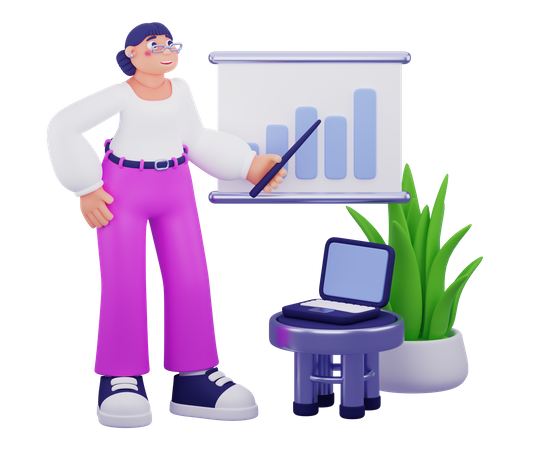 Woman Doing Business Presentation  3D Illustration