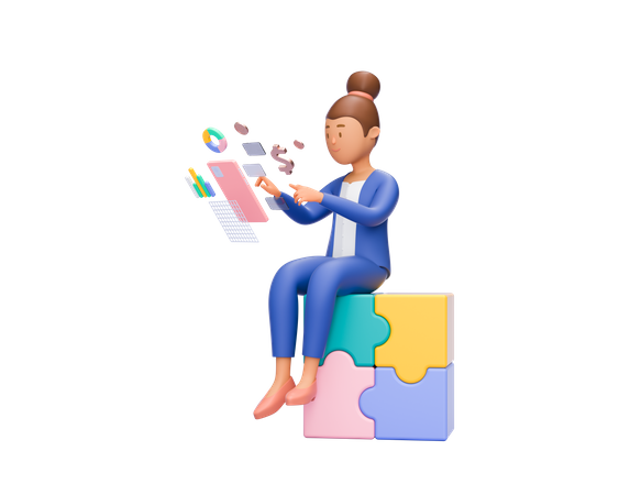 Woman Doing Business Solution 3D Illustration