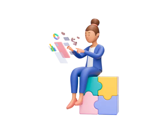 Woman Doing Business Solution 3D Illustration