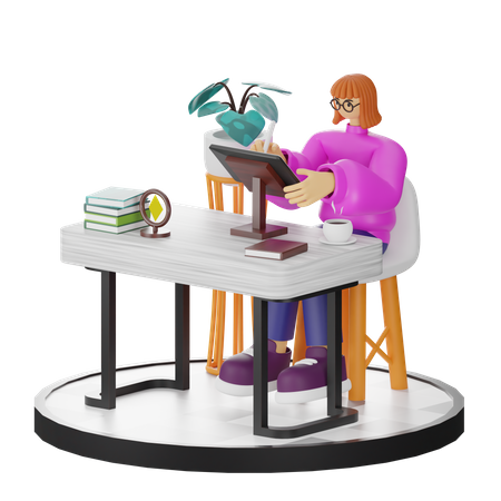 Woman Doing Creative Seeking  3D Illustration