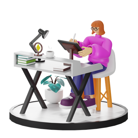 Woman Doing Creative Seeking  3D Illustration